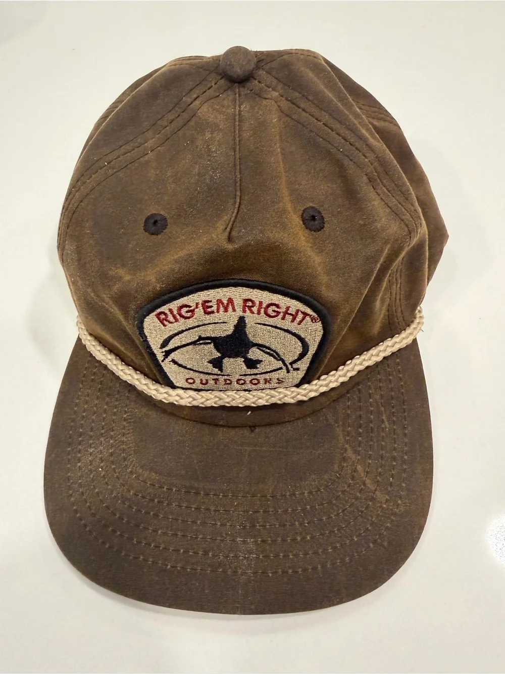 Brown Rope-Trim Baseball Cap